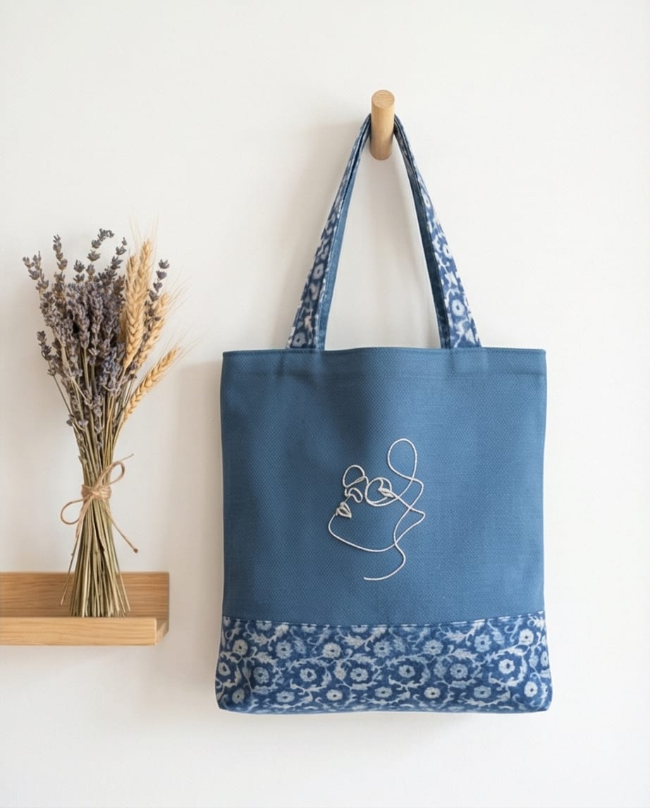 Sac cabas artistique bleu