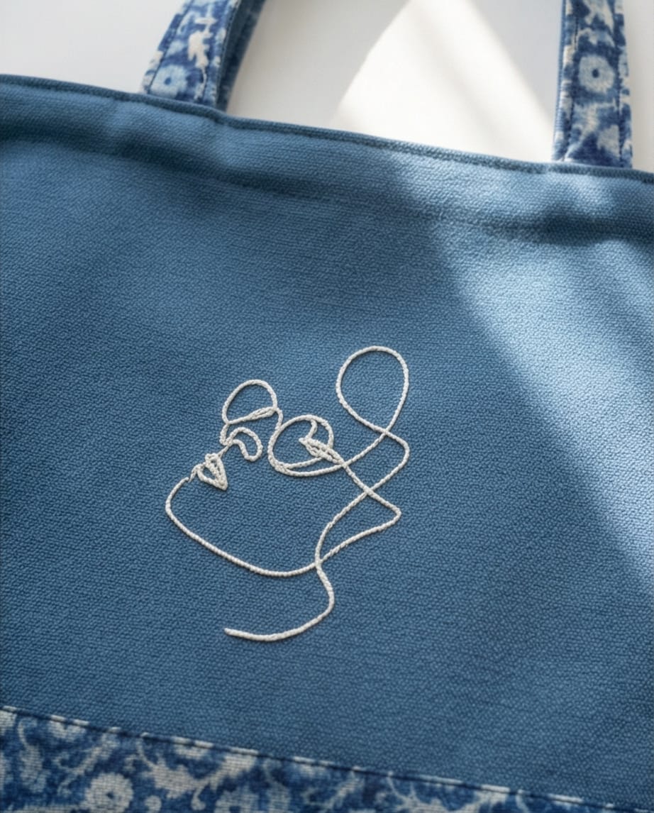 Sac cabas artistique bleu