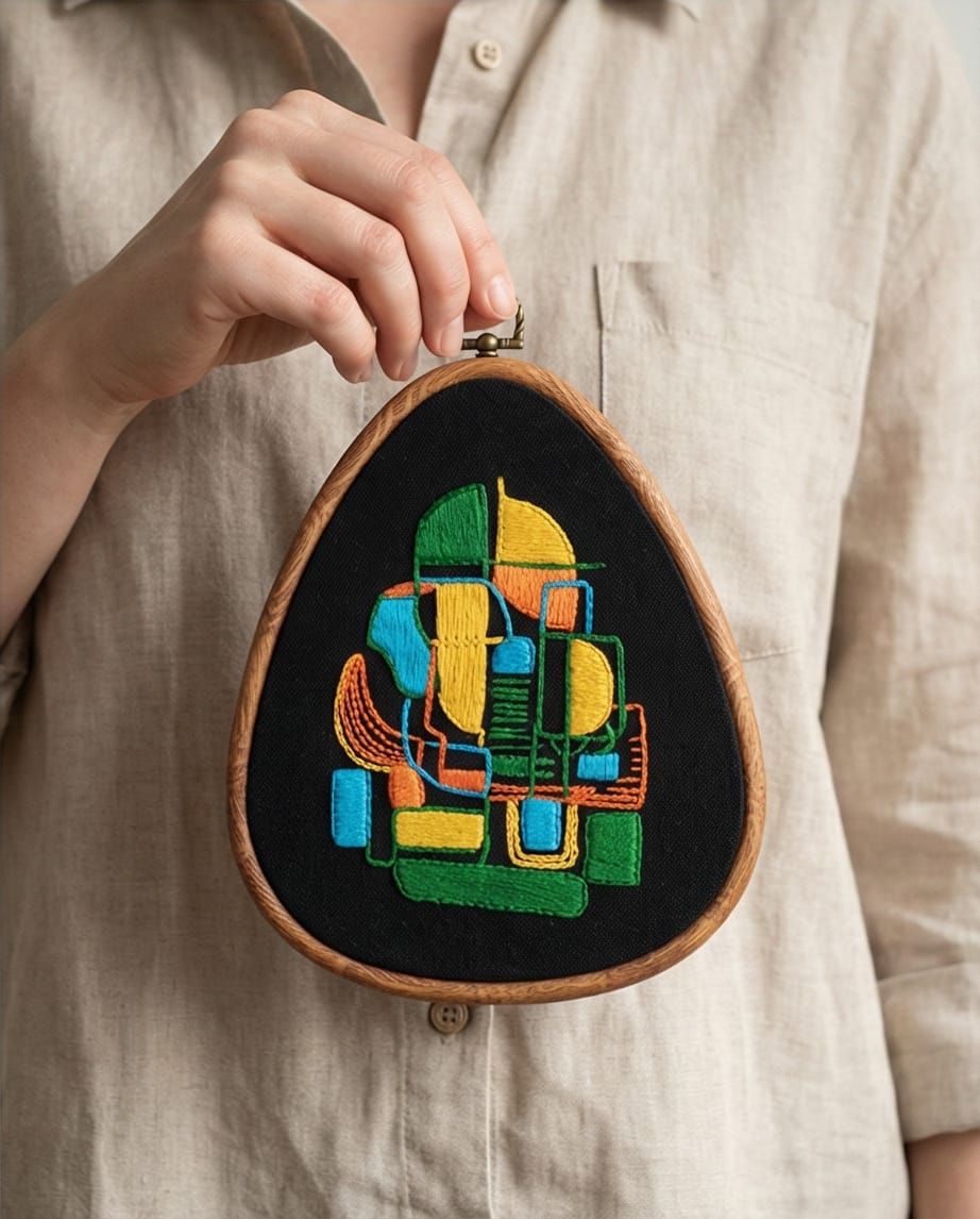 Broderie abstraite murale