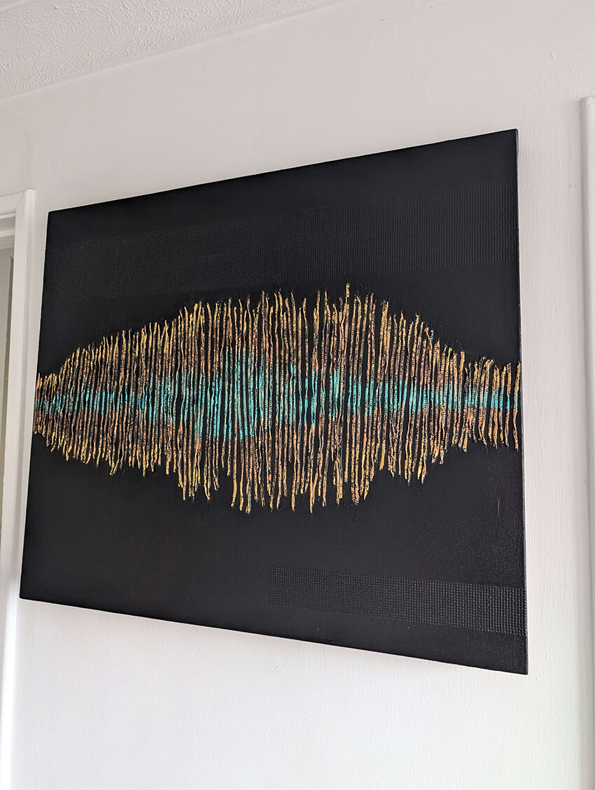 Stunning Mixed Media Textured Abstract Art Bamboo Nylon Thread