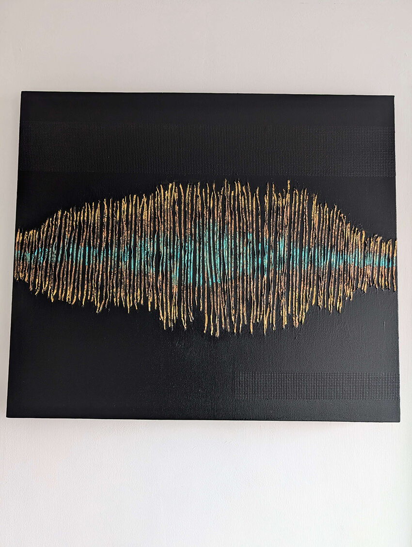 Stunning Mixed Media Textured Abstract Art Bamboo Nylon Thread