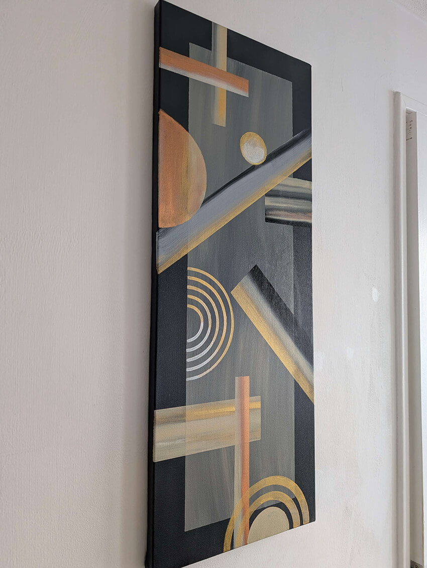 Geometric Abstract Acrylic Painting on Canvas