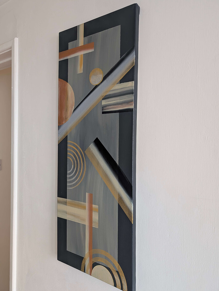 Geometric Abstract Acrylic Painting on Canvas