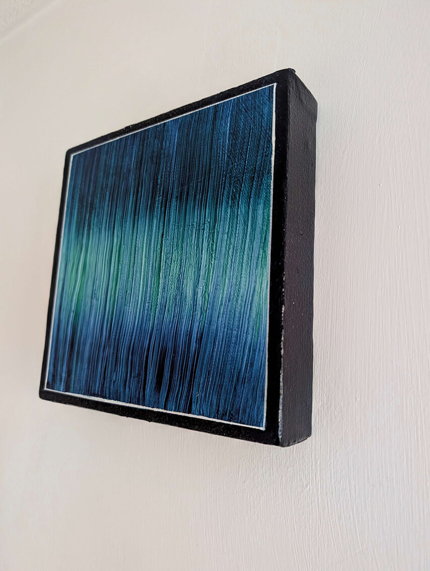 Abstract Blue & Green Boxed Canvas Painting