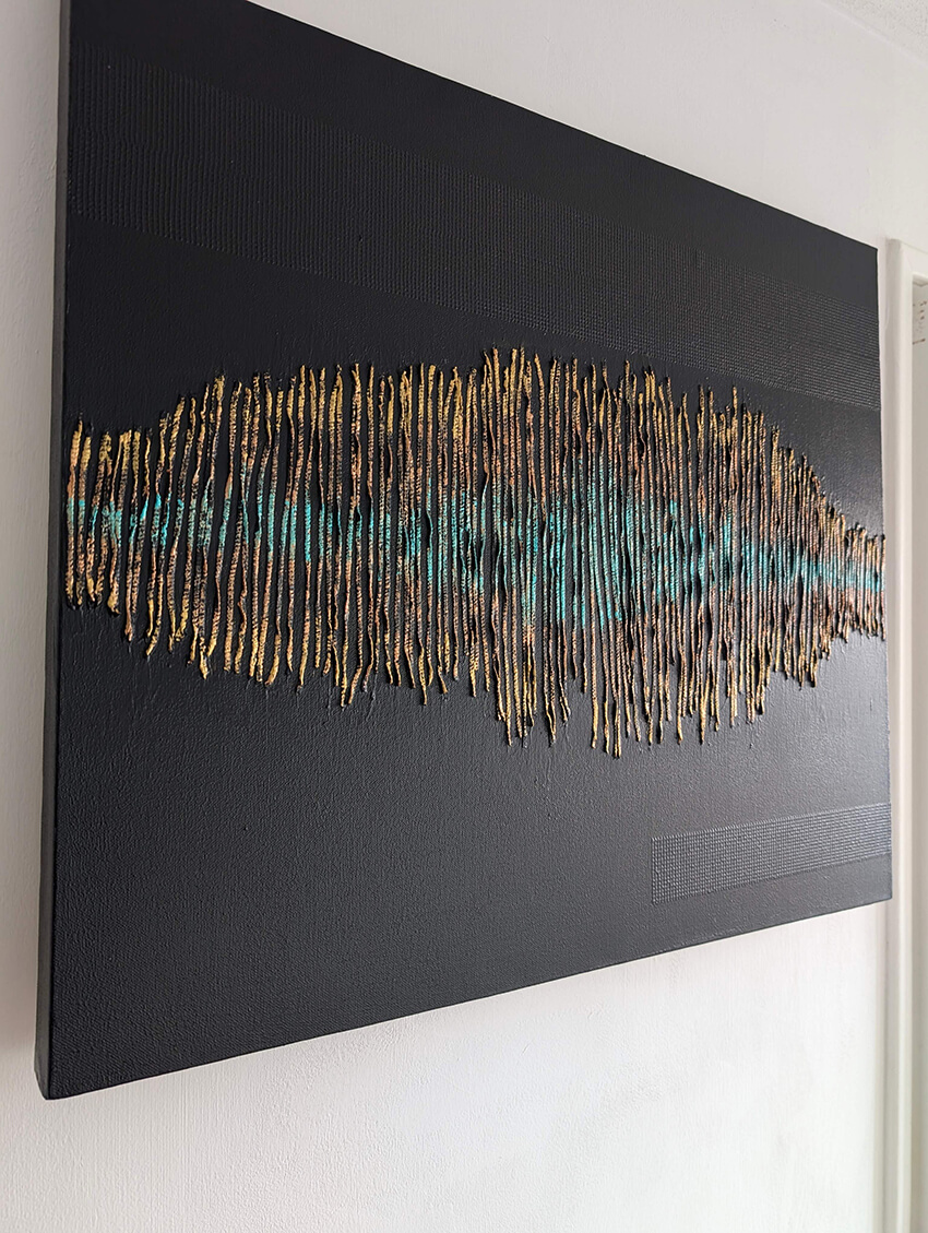 Stunning Mixed Media Textured Abstract Art Bamboo Nylon Thread