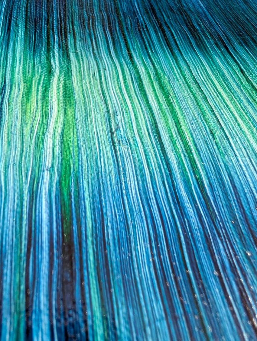 Abstract Blue & Green Boxed Canvas Painting