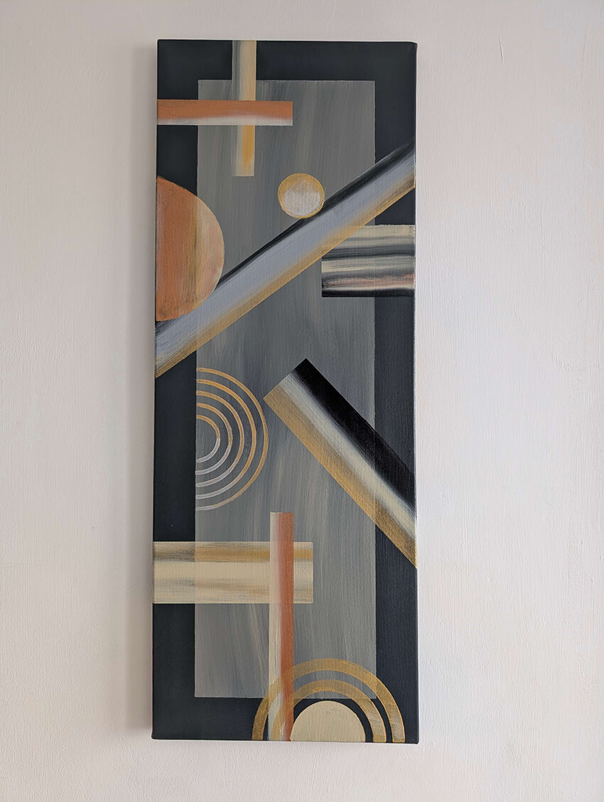 Geometric Abstract Acrylic Painting on Canvas