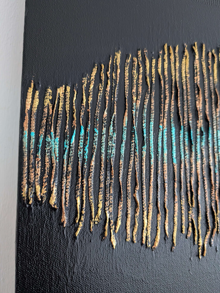 Stunning Mixed Media Textured Abstract Art Bamboo Nylon Thread
