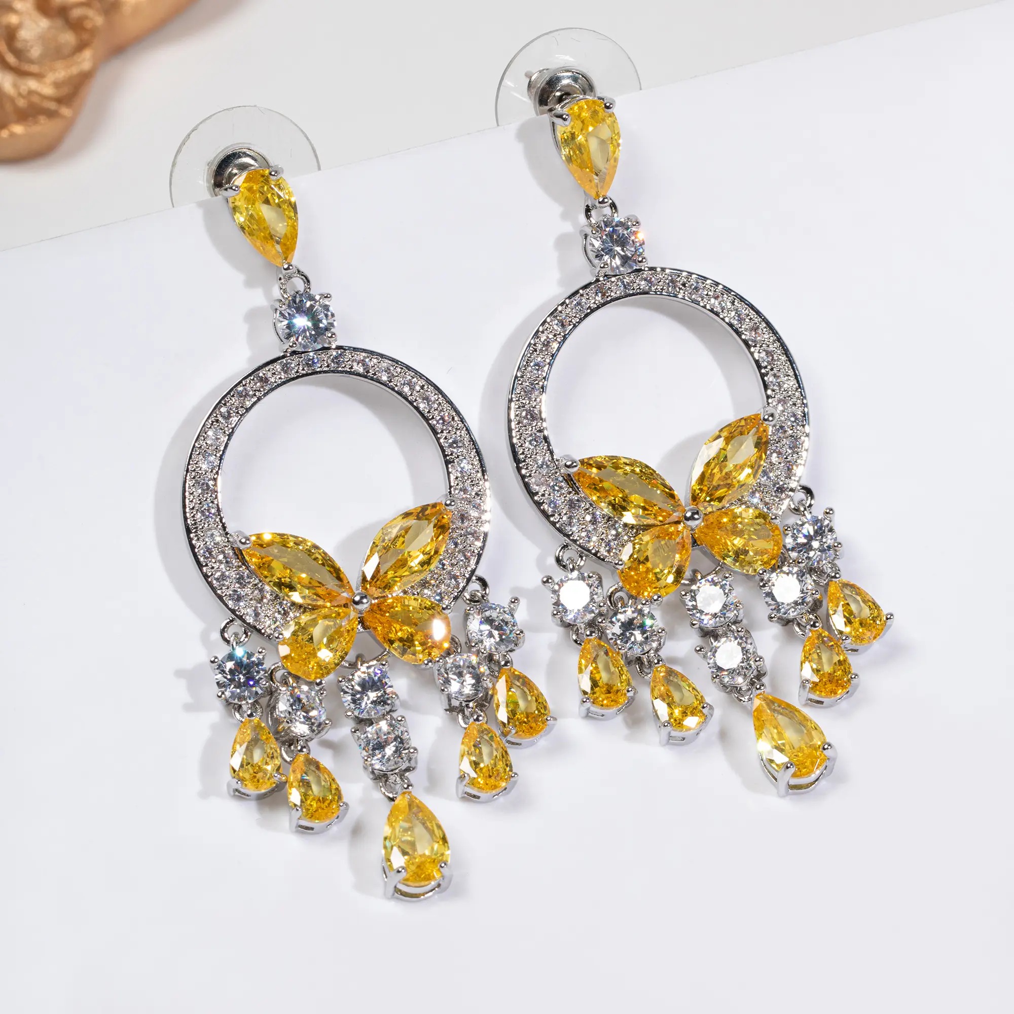 Zircon Emerald Drop Earrings