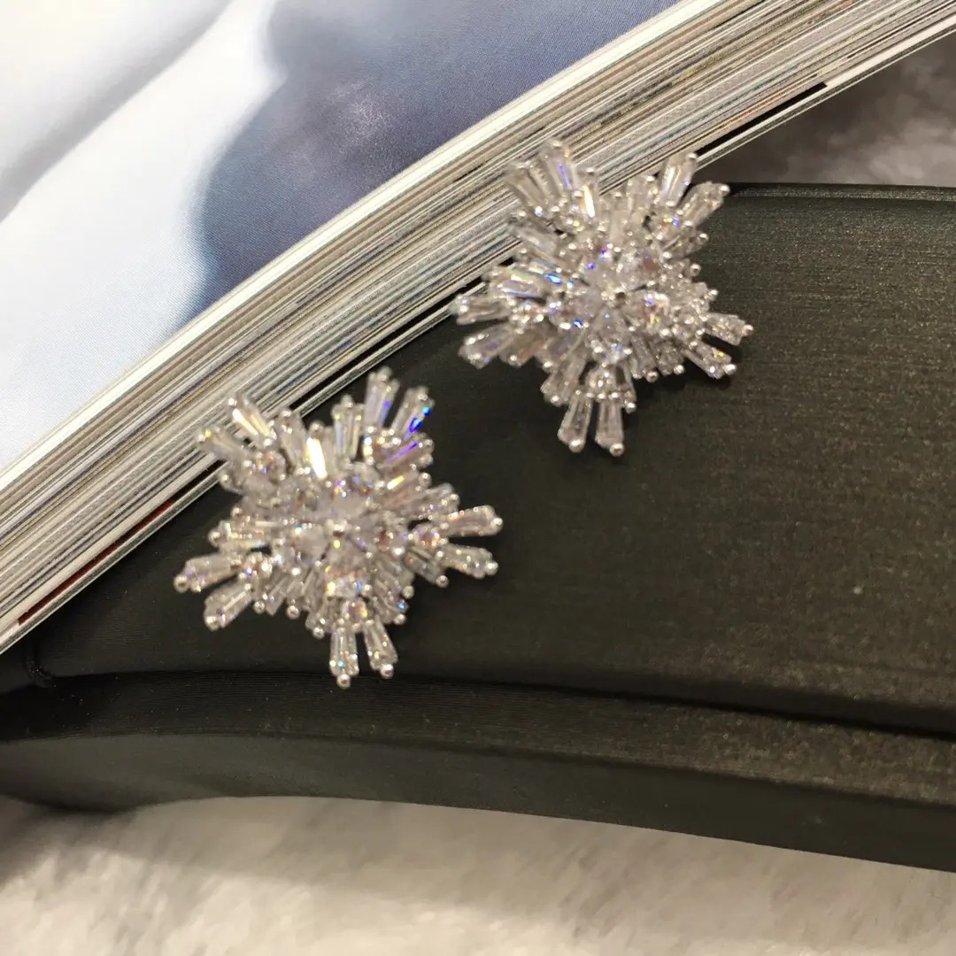 Zircon Crystal Snowflake Earrings