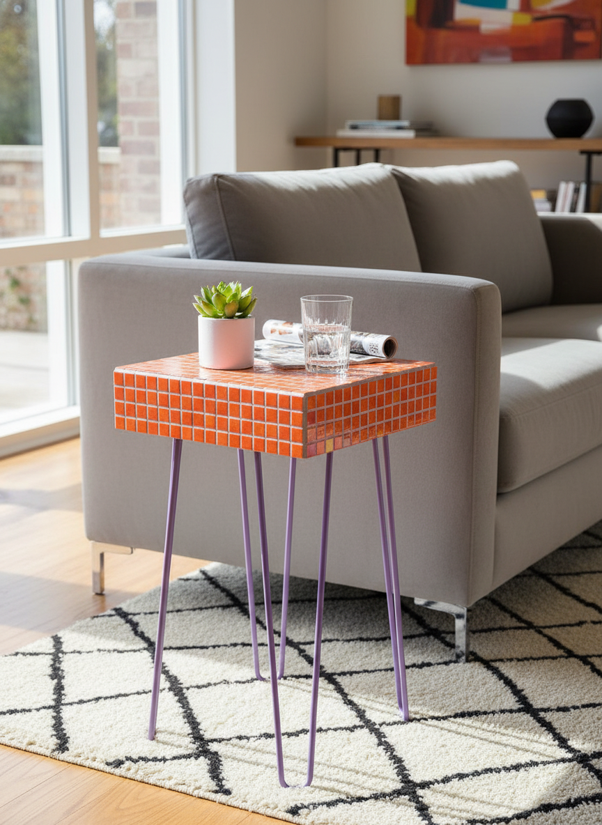 Ceramiczny stolik - pomarańczowy