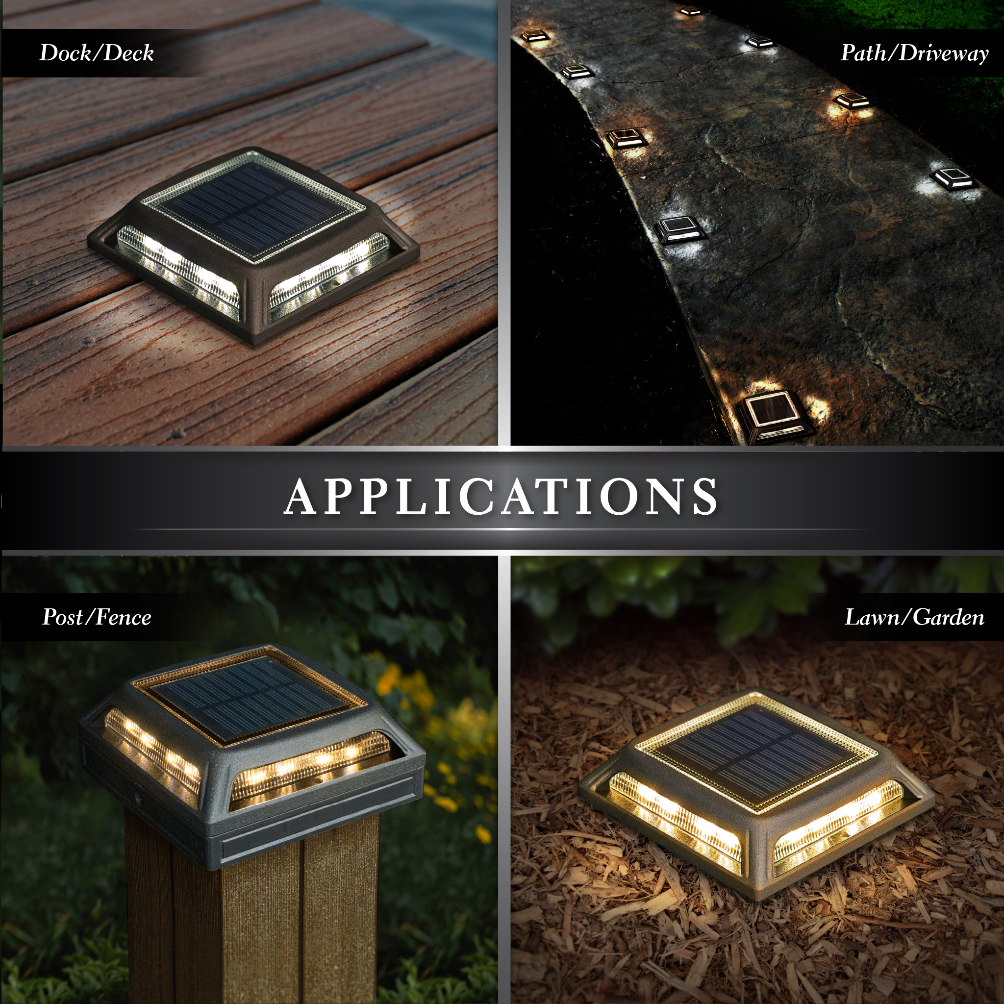 Solar Dock/Deck & Post Cap Light - Black