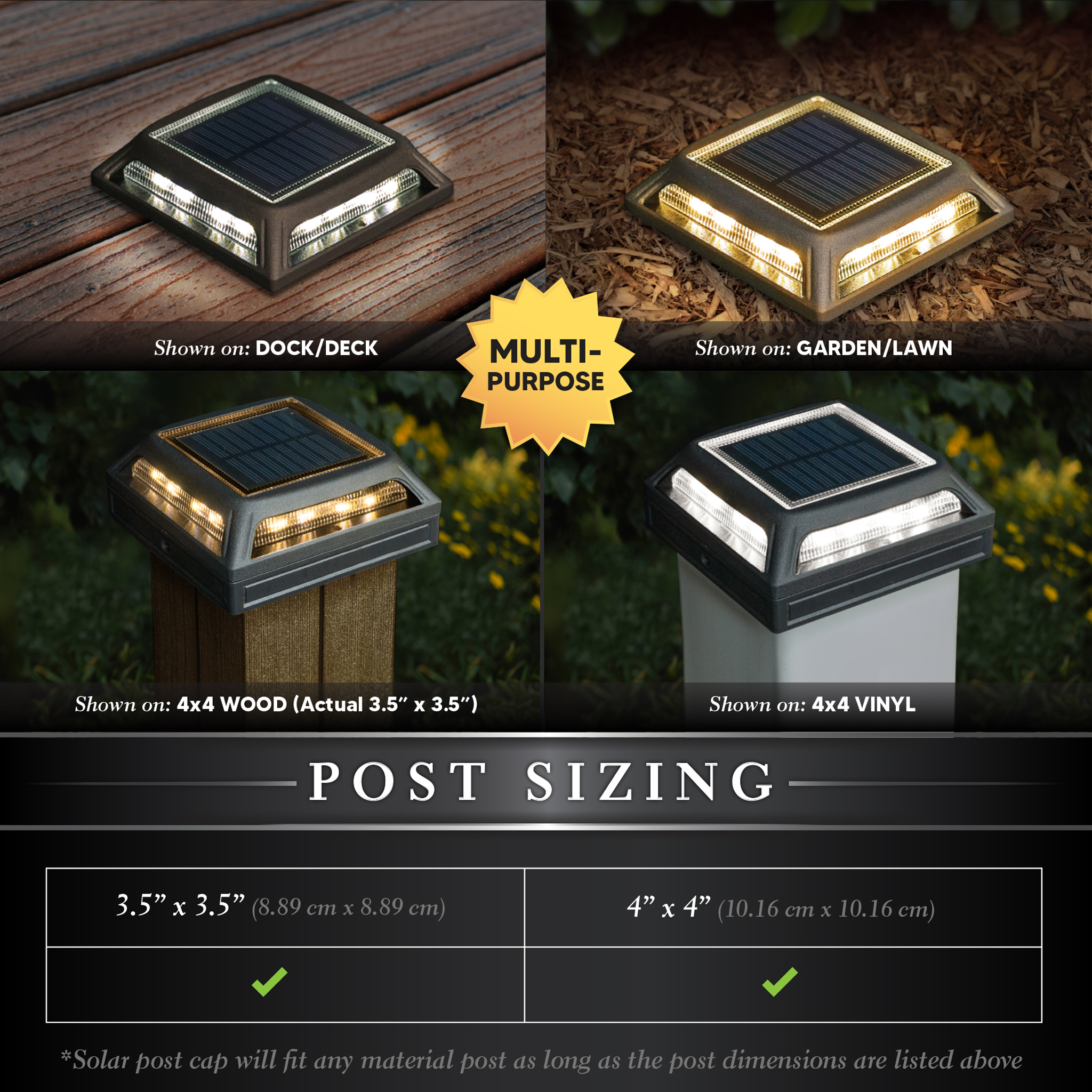 Solar Dock/Deck & Post Cap Light - Black