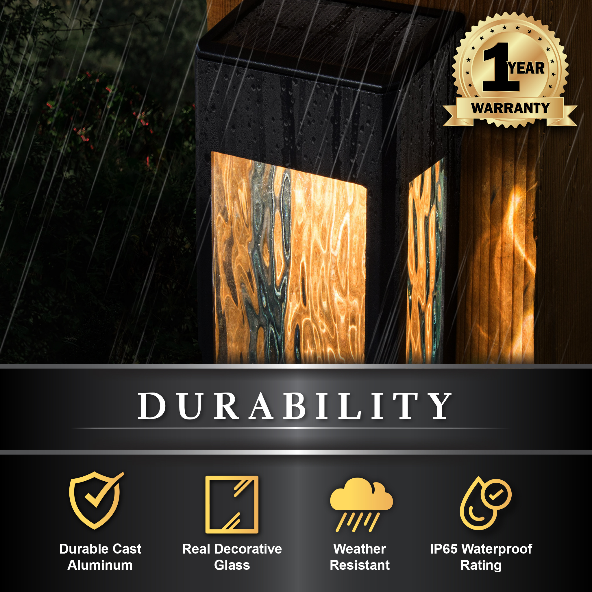 Black Aluminum Deck & Wall Light (2 Pack) 