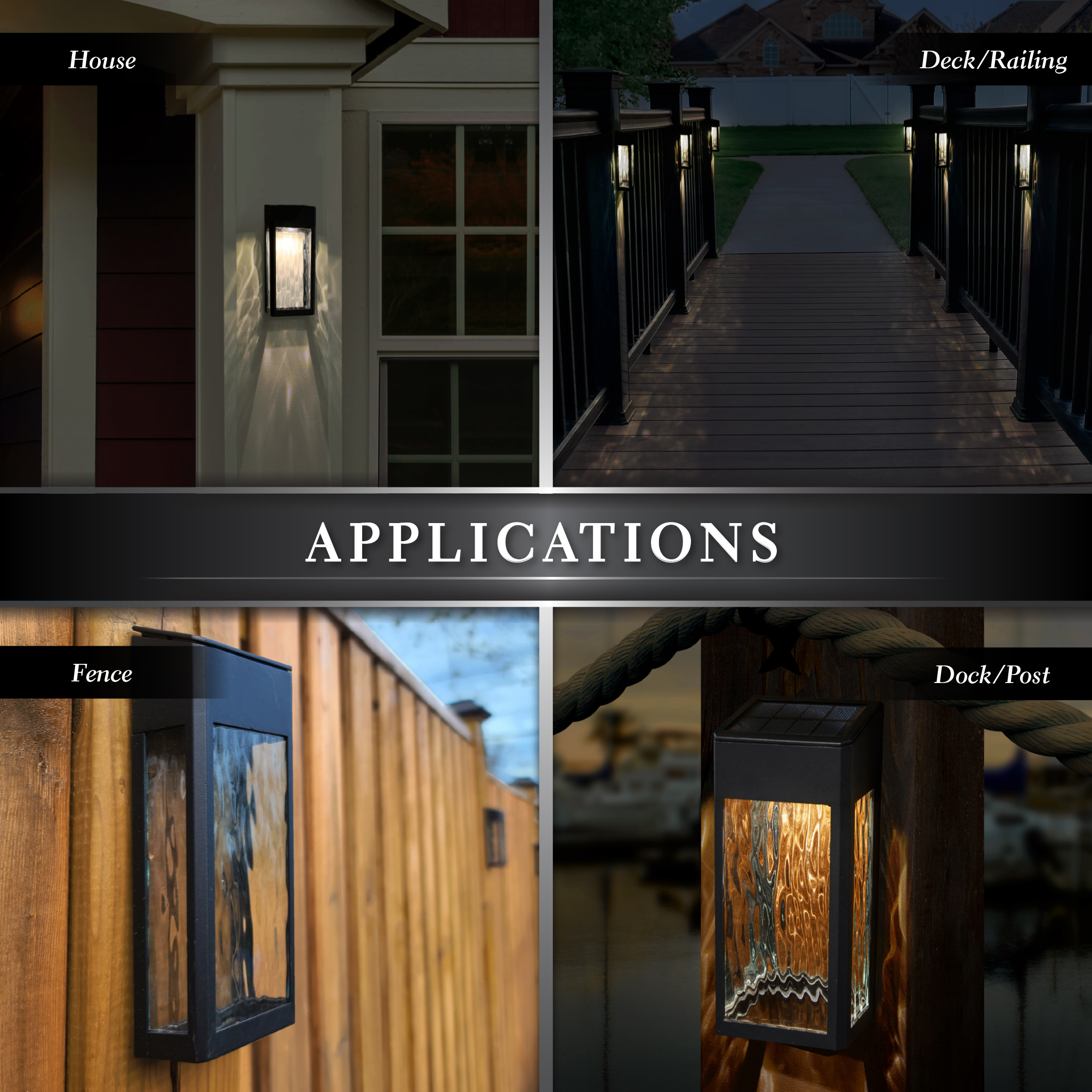 Black Aluminum Deck & Wall Light (2 Pack) 