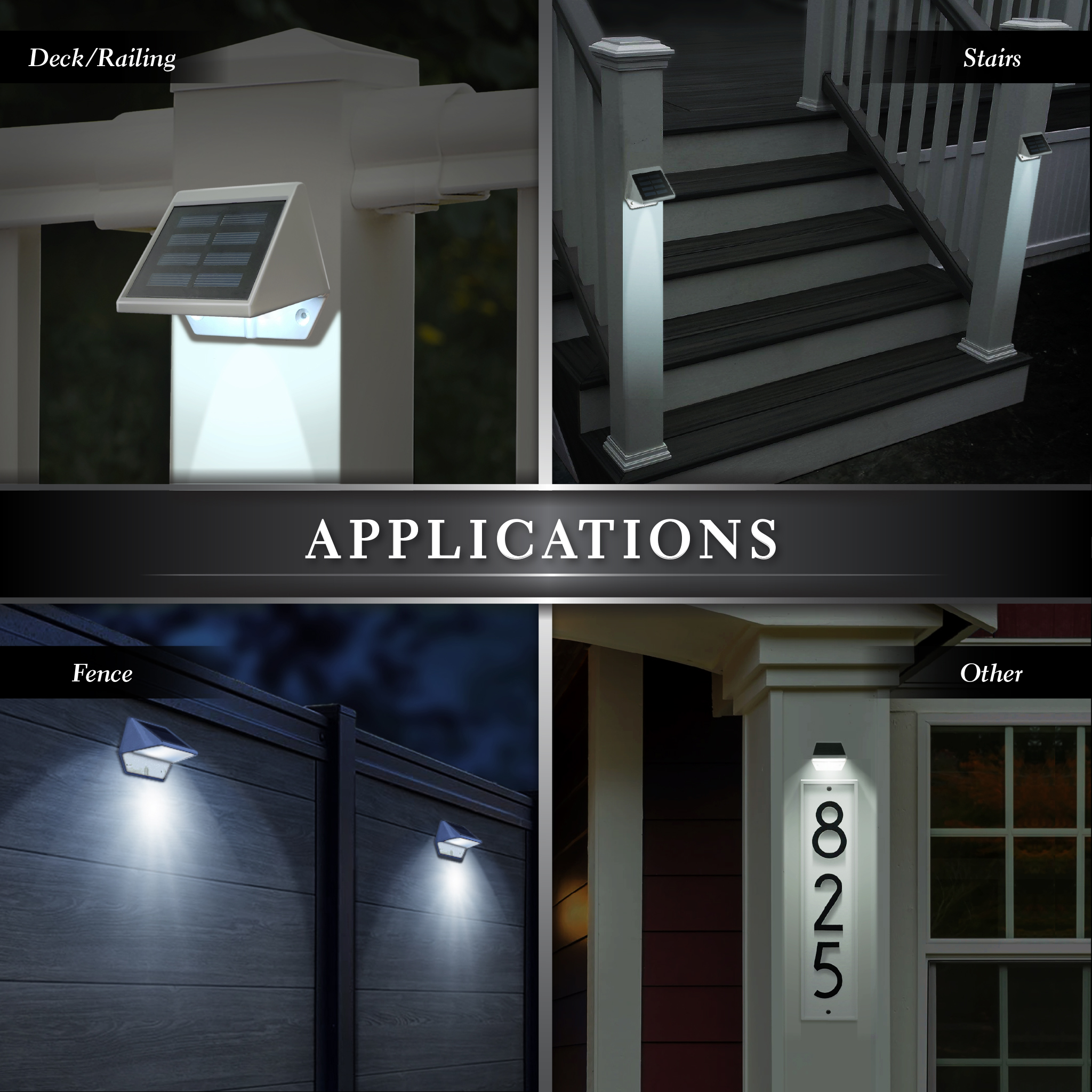 Outdoor Solar Light White Aluminum Deck & Wall Light