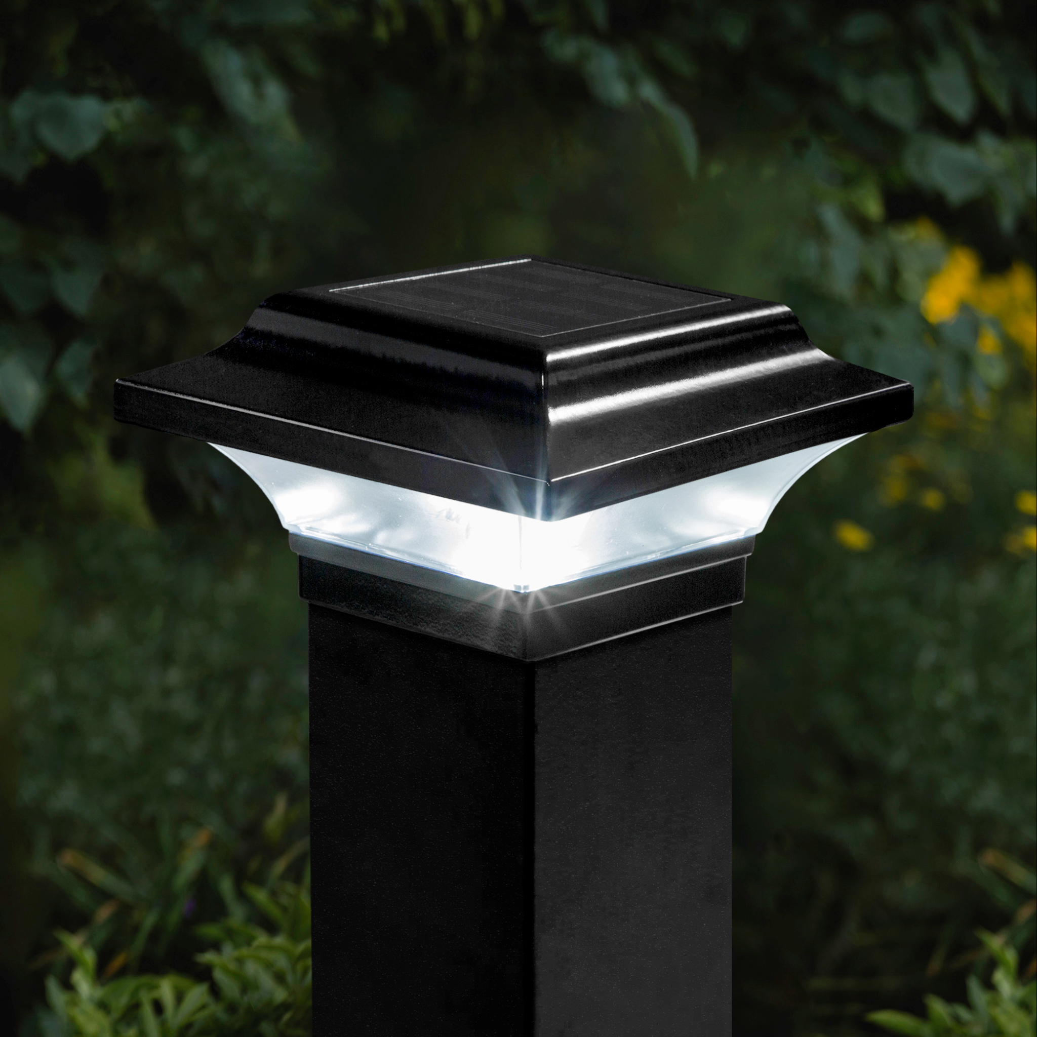 Outdoor Solar Post Cap Light - Black - sizes - 3"x3",2.5"x2.5", 2.25"x2.25" and 2"x2".
