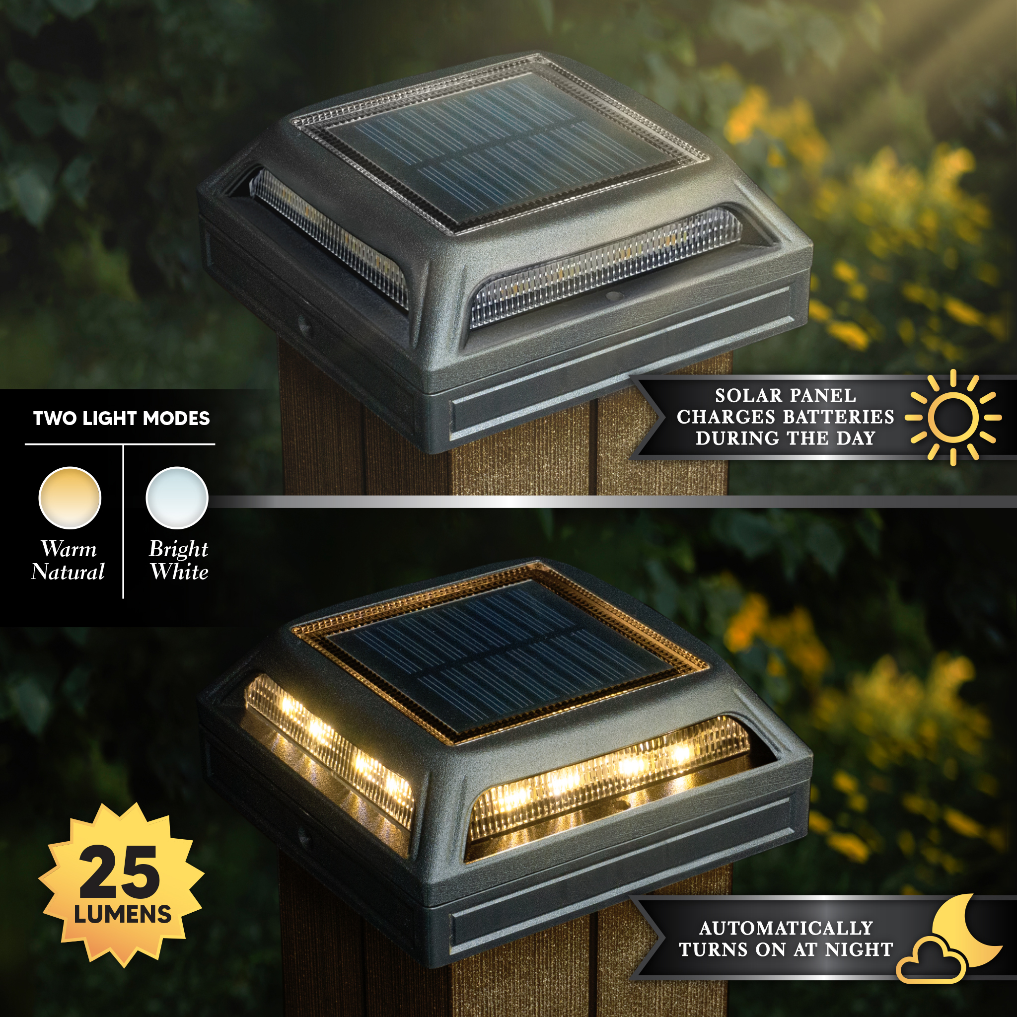 Solar Dock/Deck & Post Cap Light - Black