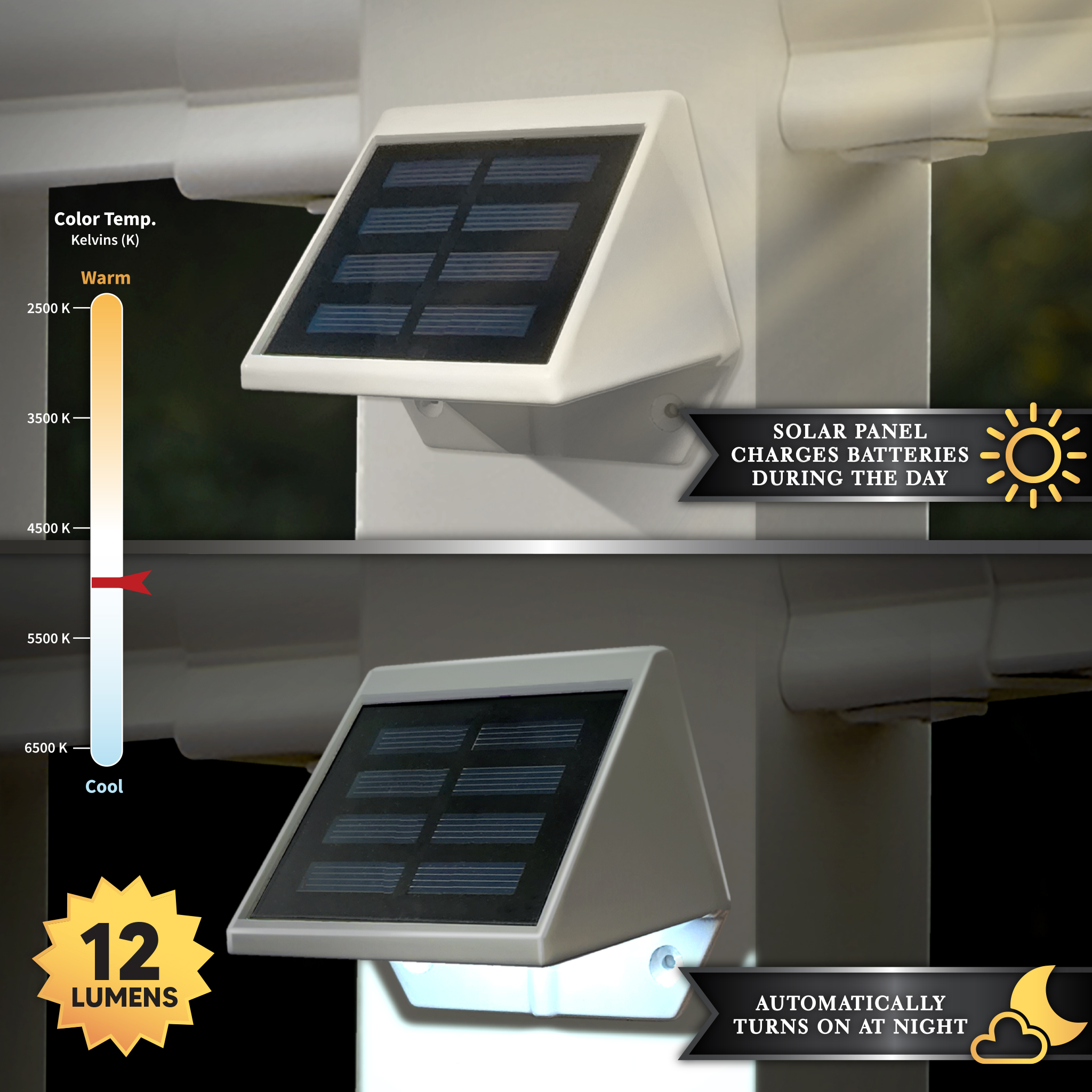 Outdoor Solar Light White Aluminum Deck & Wall Light