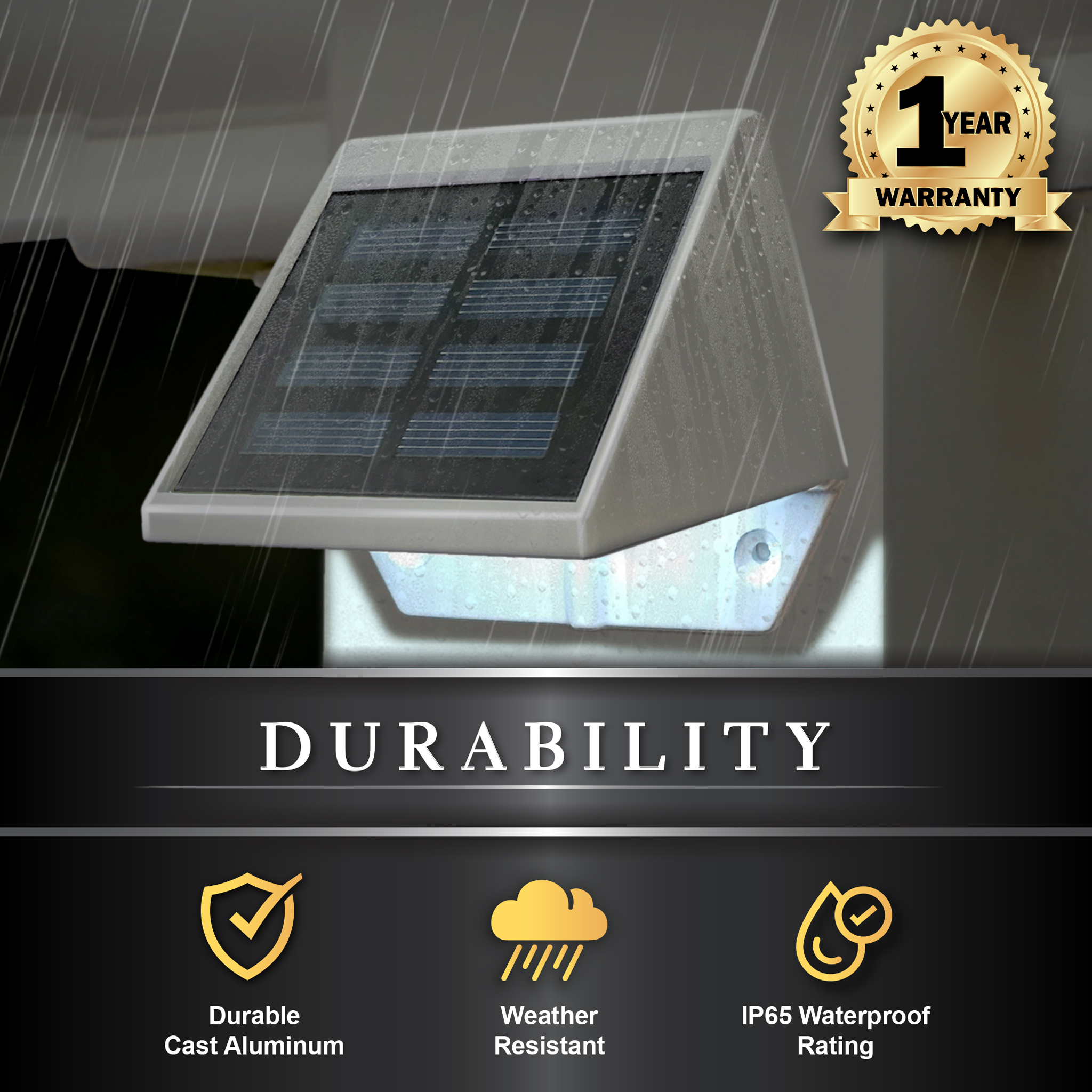 Outdoor Solar Light White Aluminum Deck & Wall Light