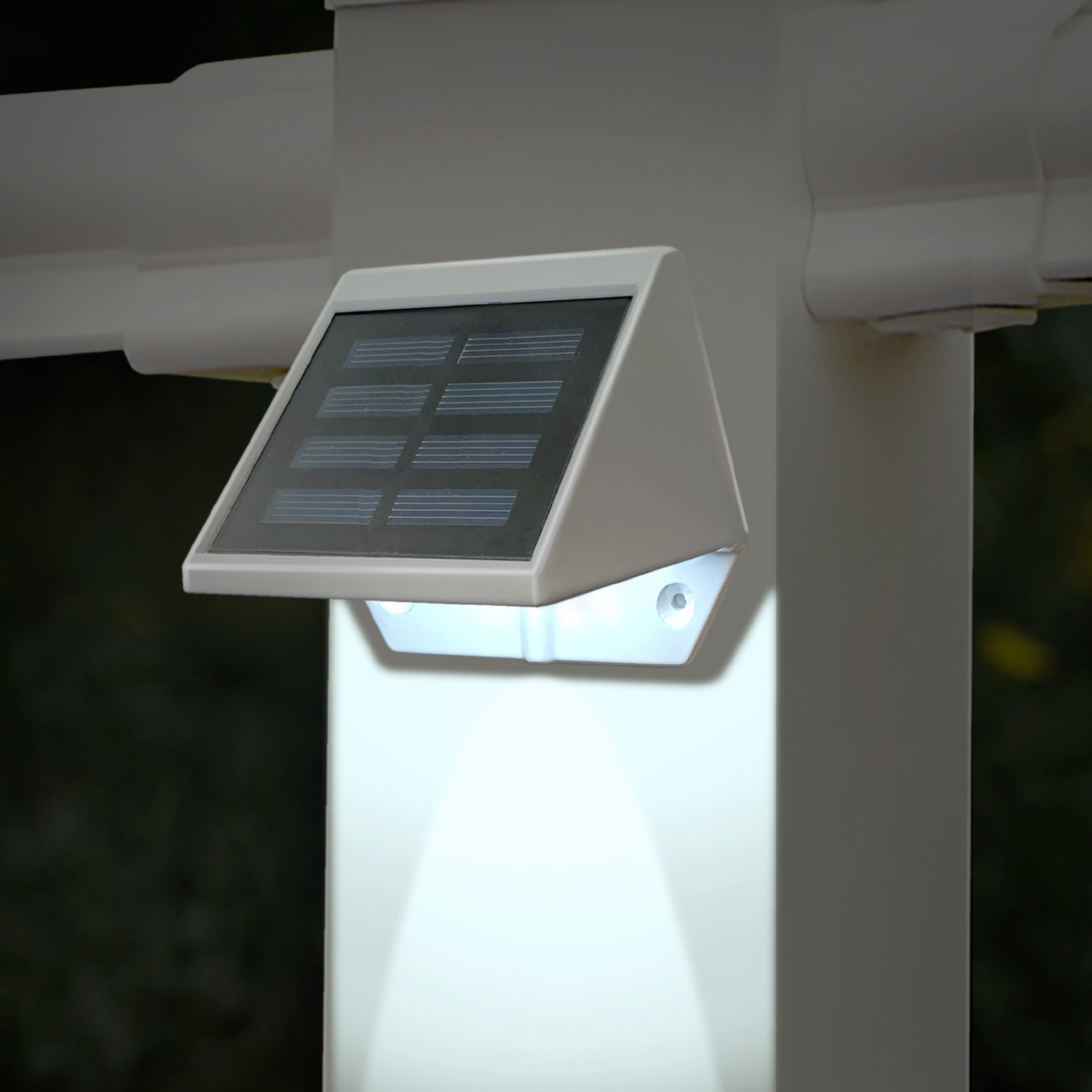 Outdoor Solar Light White Aluminum Deck & Wall Light