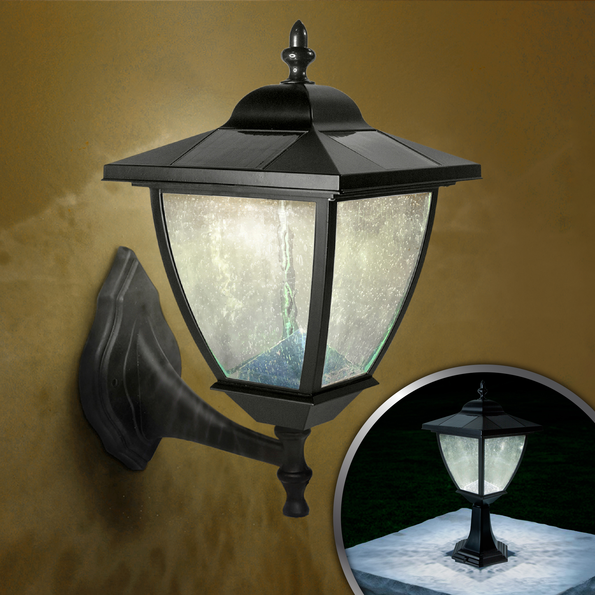 Black Aluminum Outdoor Wall  Solar Lamp