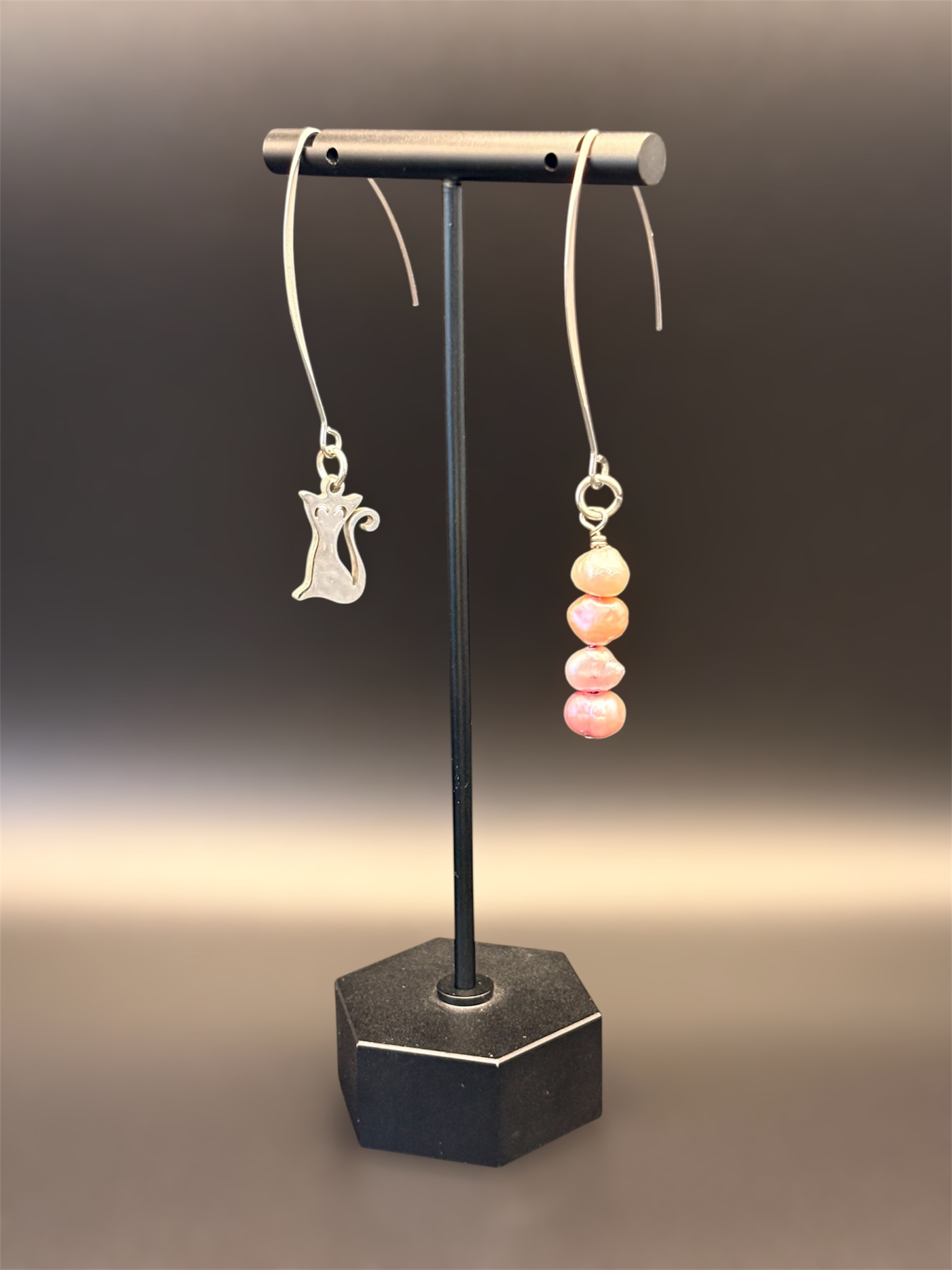 Cat Charm Hook Earrings