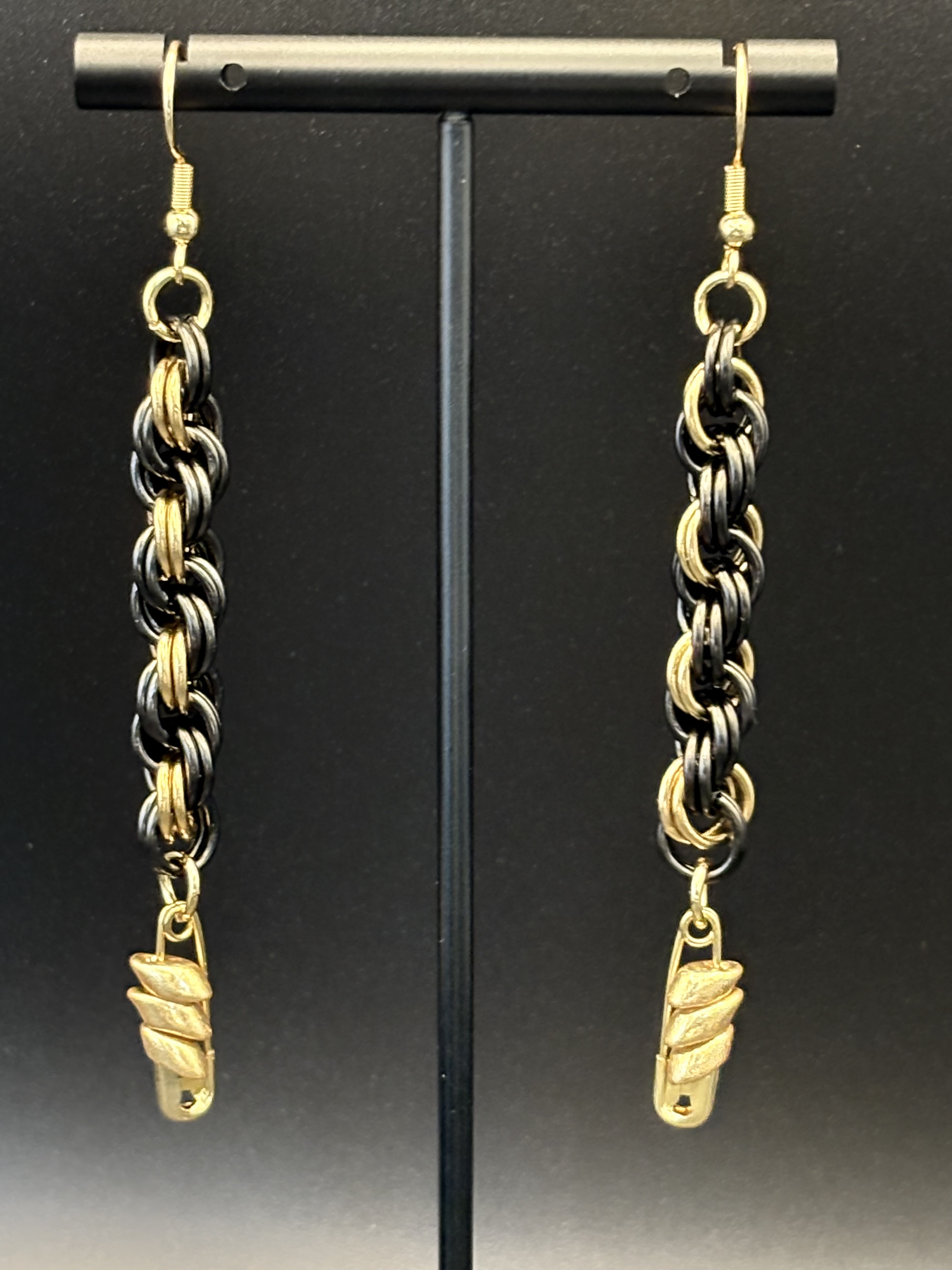 Two-Tone Chainmaille Dangle Earrings