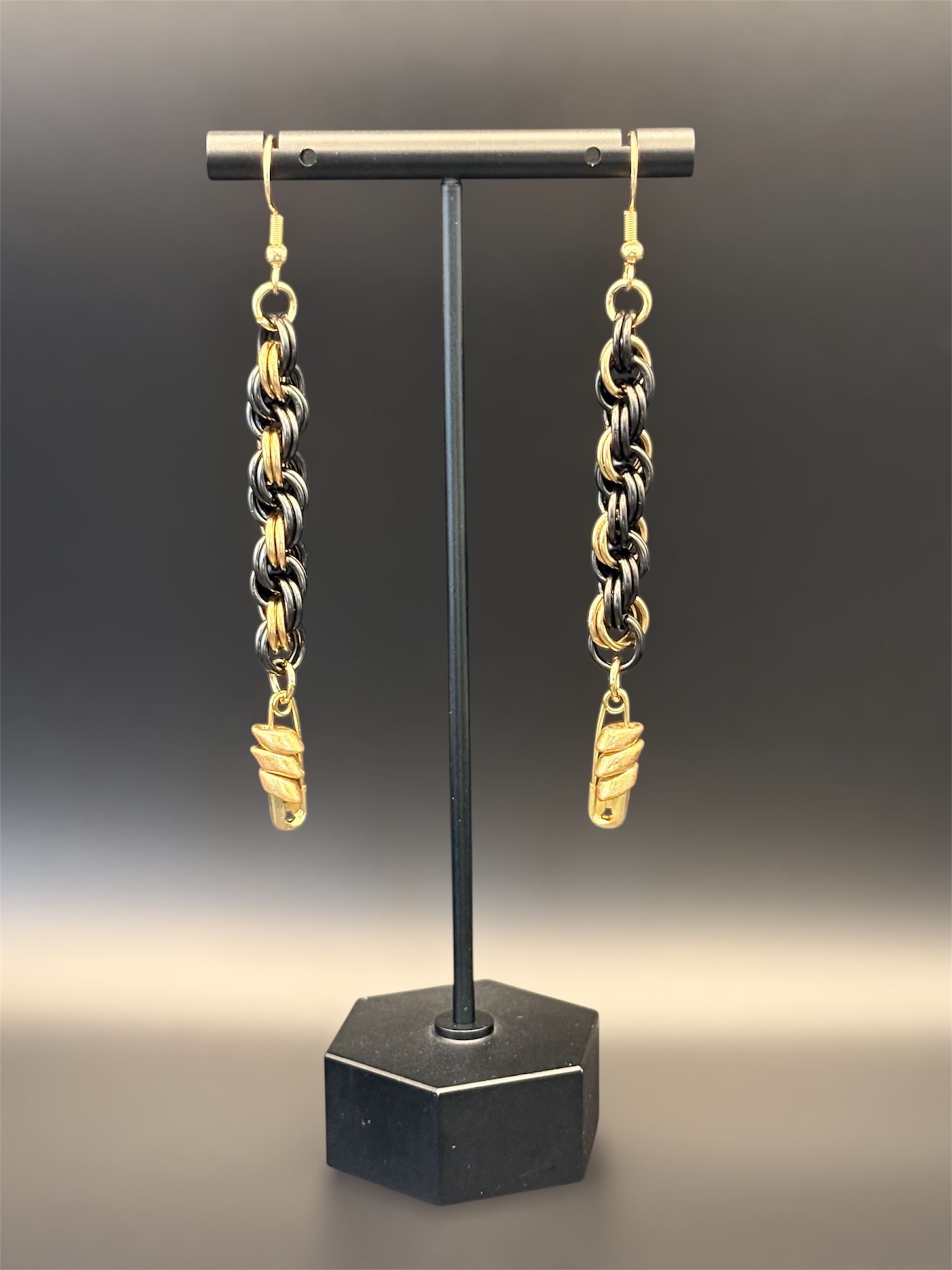 Two-Tone Chainmaille Dangle Earrings