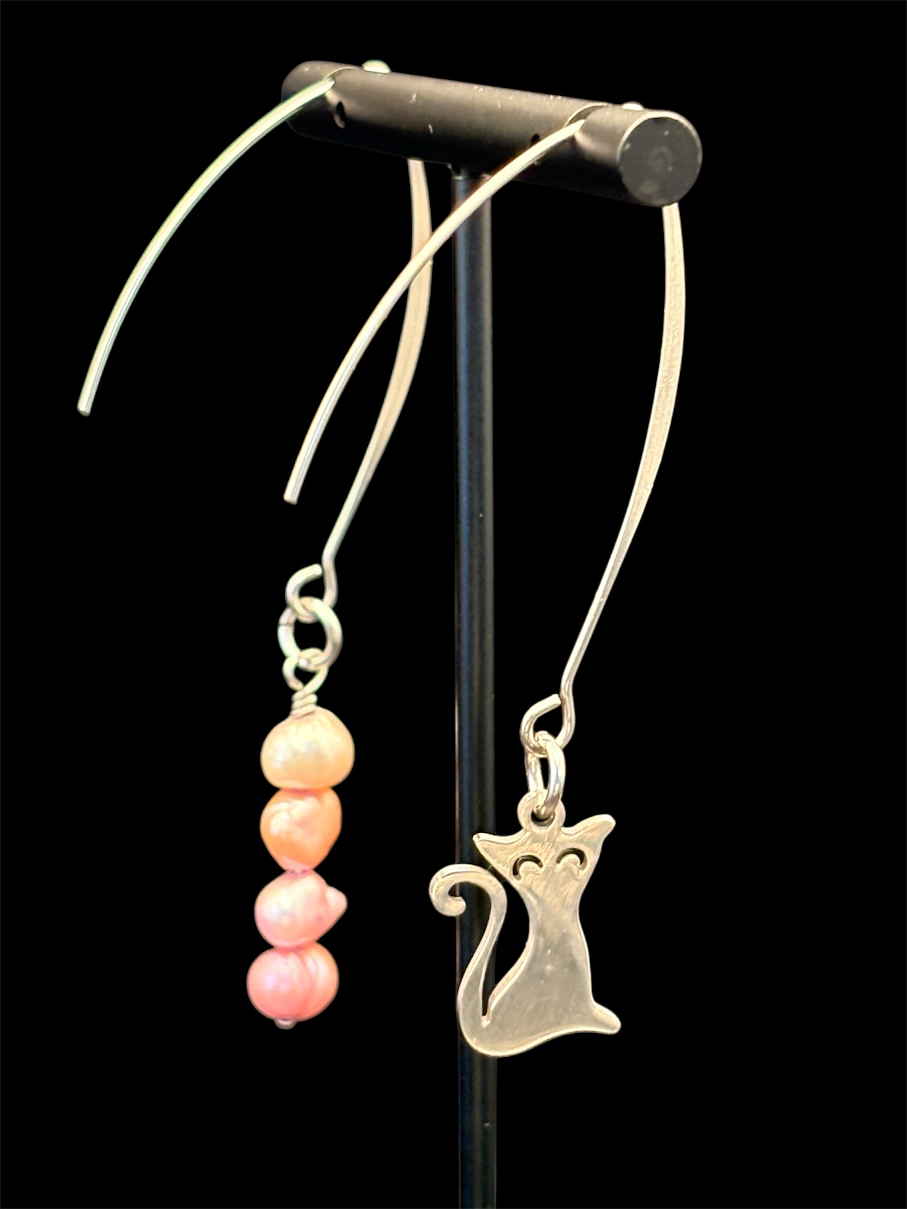 Cat Charm Hook Earrings