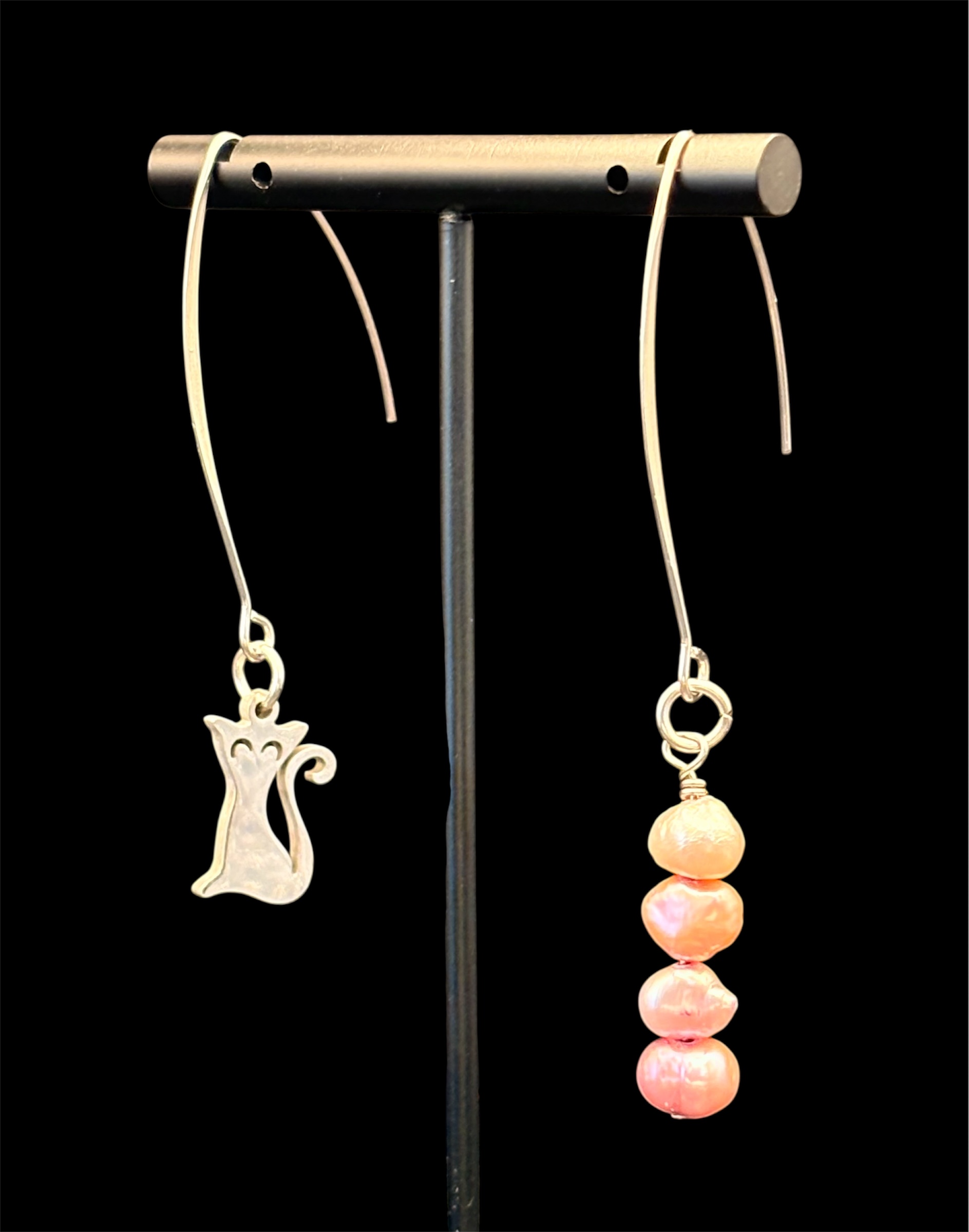 Cat Charm Hook Earrings