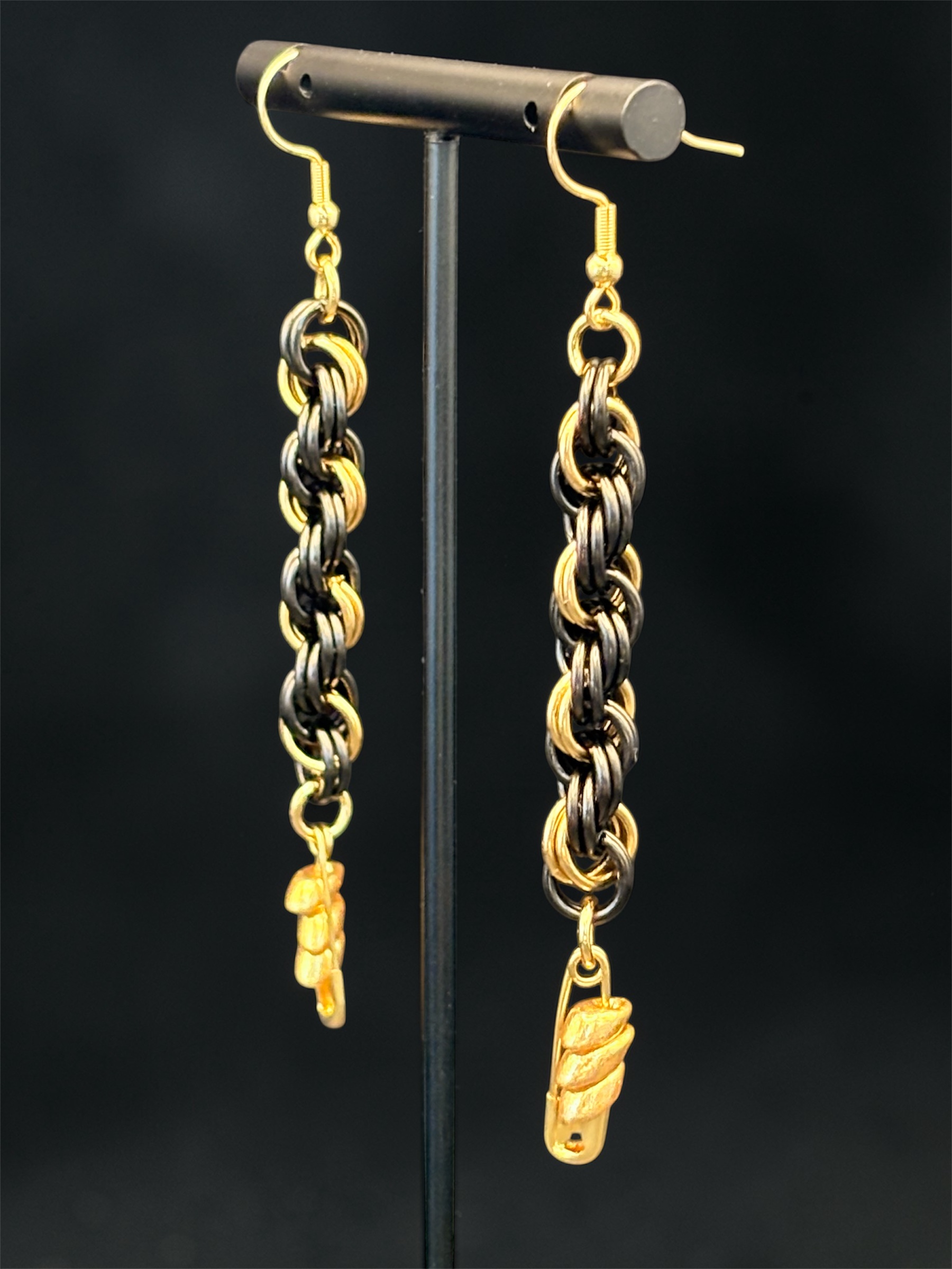 Two-Tone Chainmaille Dangle Earrings