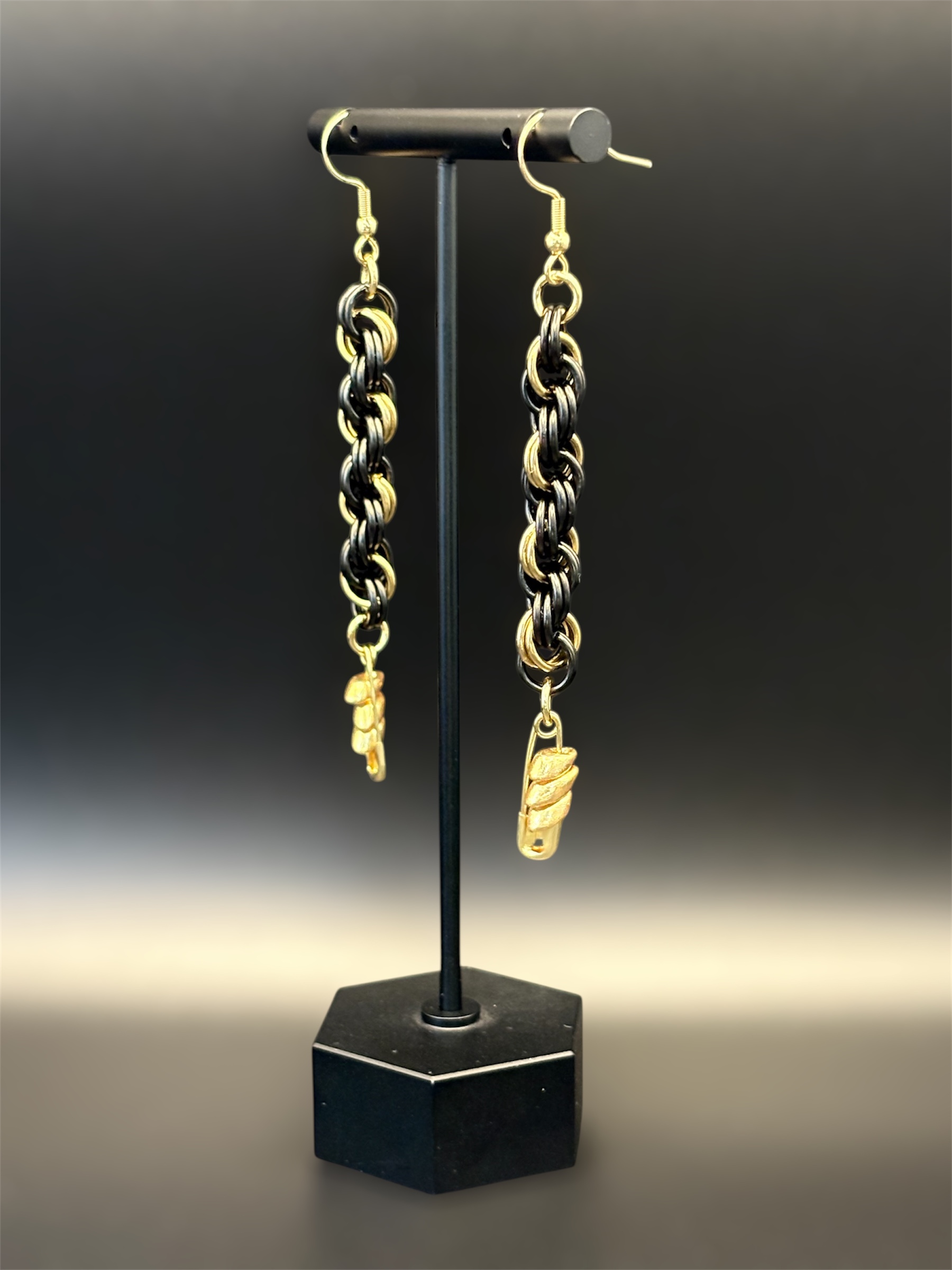 Two-Tone Chainmaille Dangle Earrings