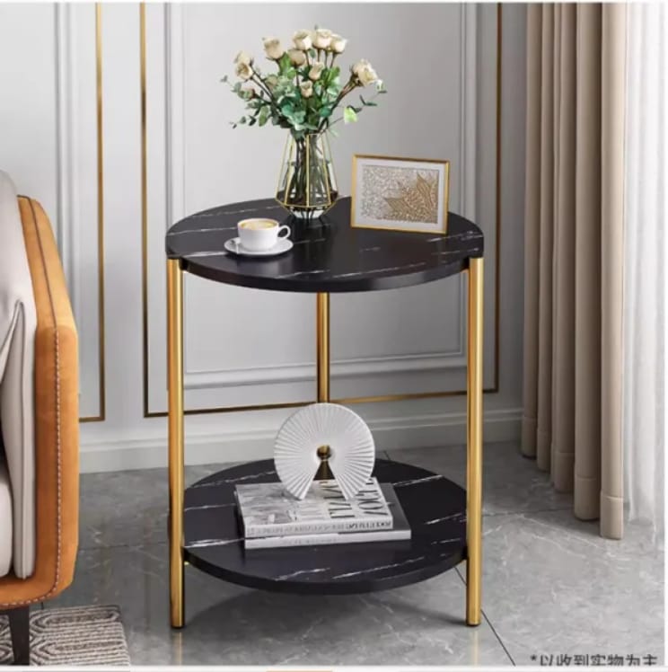 Table d'appoint ronde en bois et métal