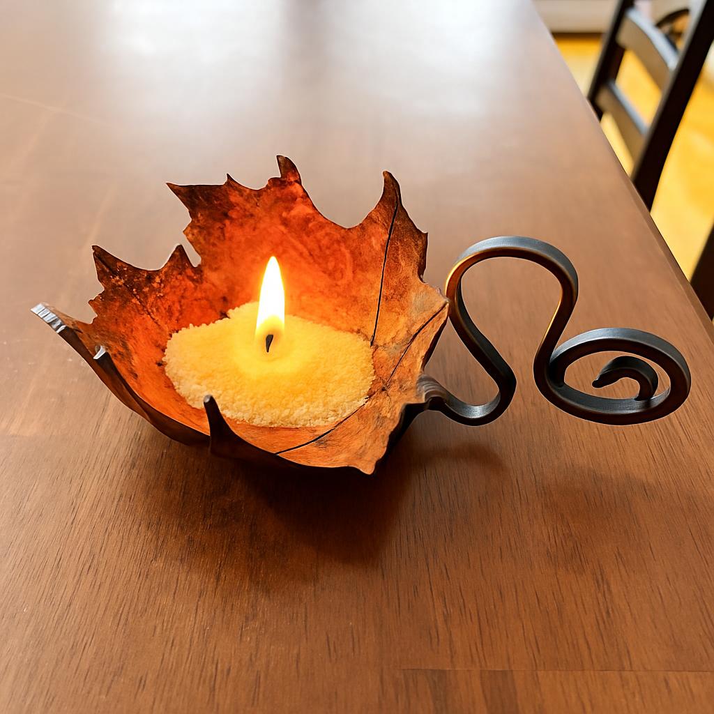 Sugar maple leaf candle holder