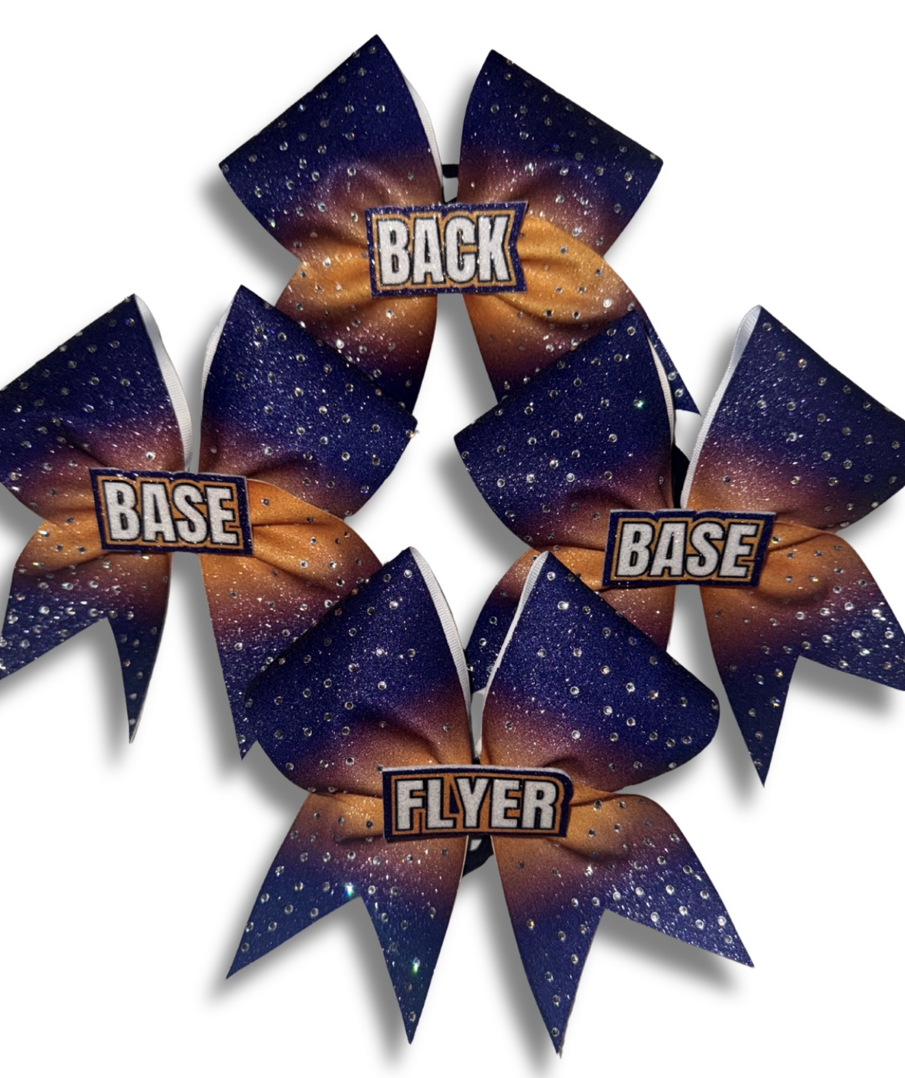 Groupstunt Schleifenset - 4 Schleifen mit Farbverlauf, Strasssteinen und passenden Centerpieces