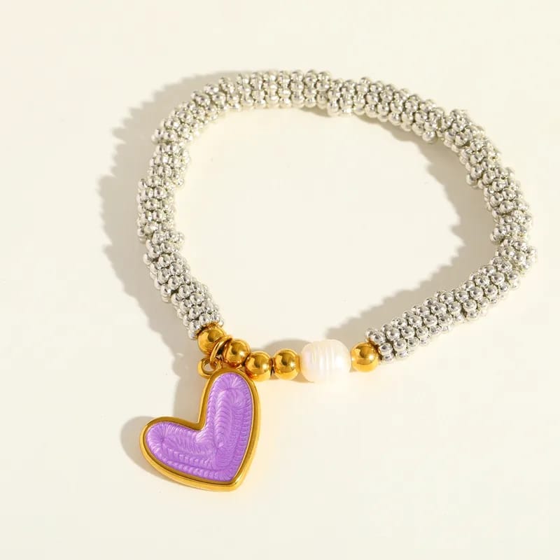 Pulsera de corazón morado
