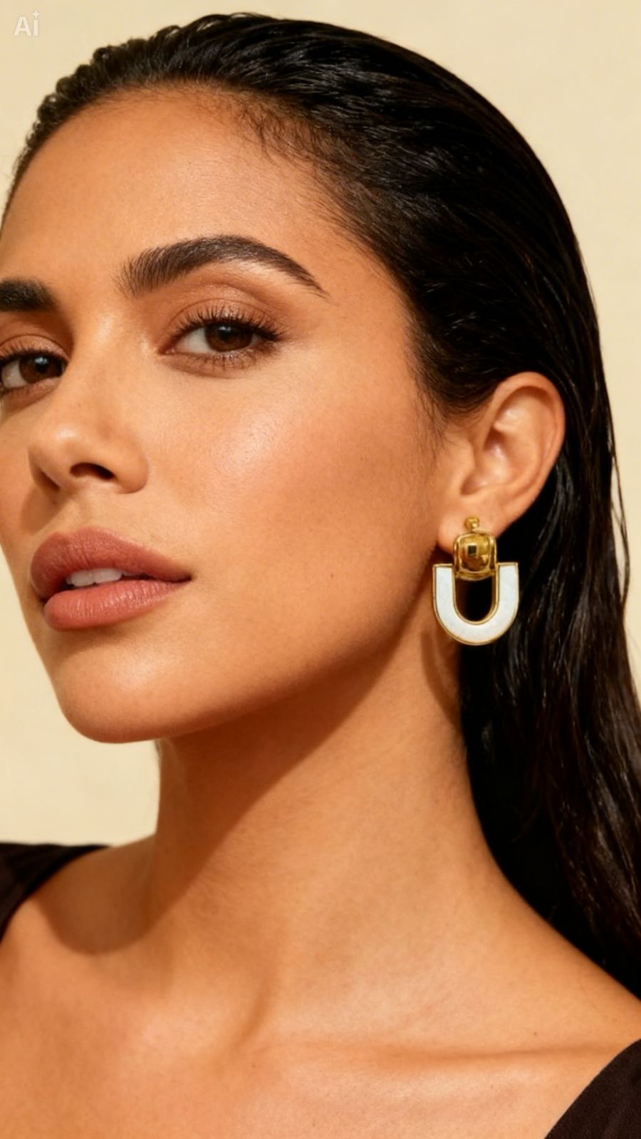 Aretes dorados y blancos