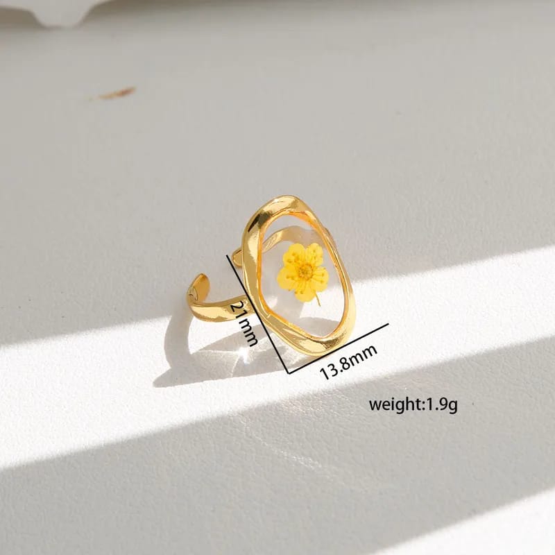 Anillos Florales Resina y Oro
