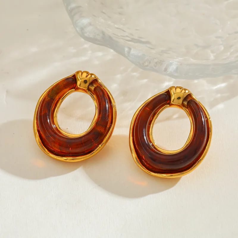 Aretes Ovalados Ámbar