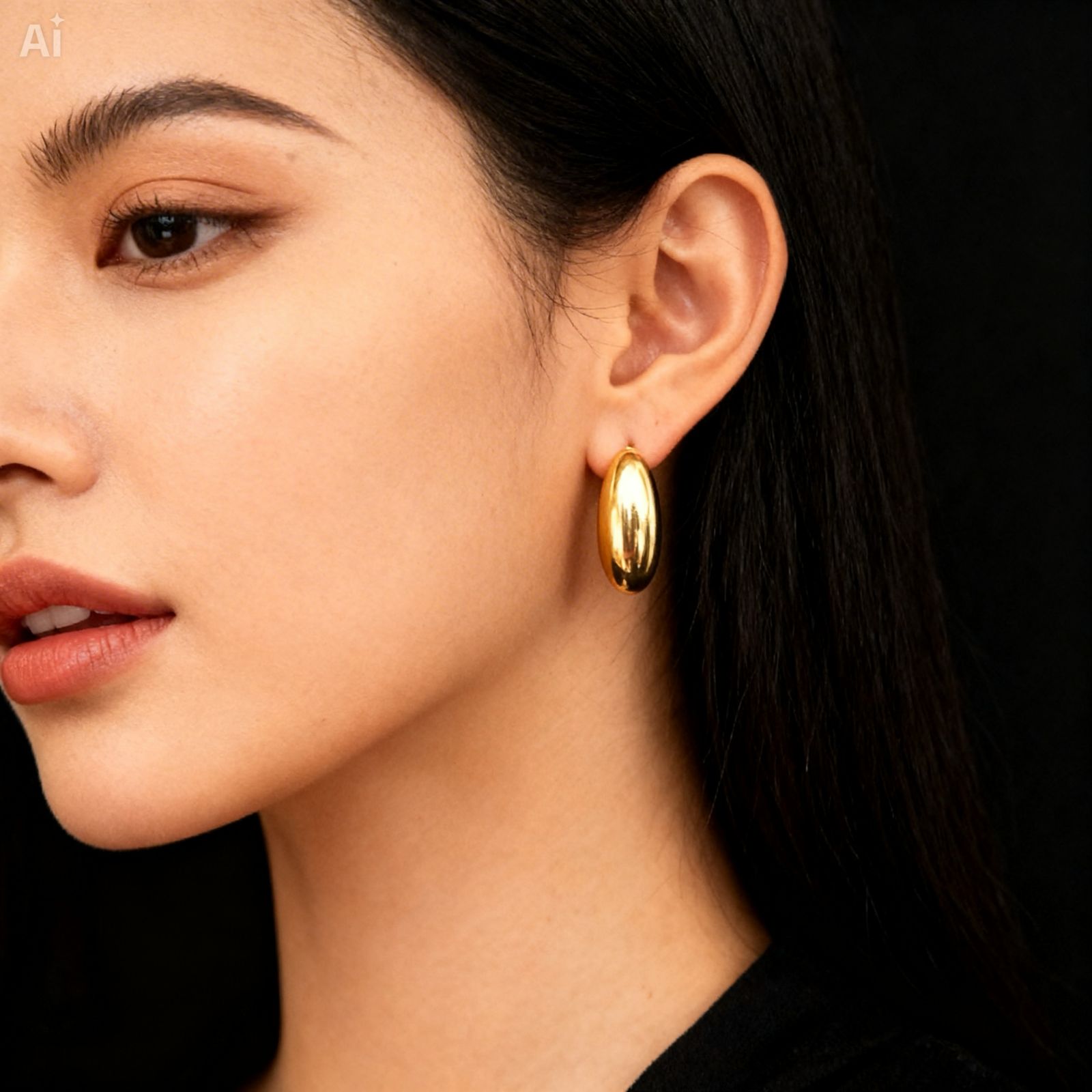 Aretes ovalados dorados