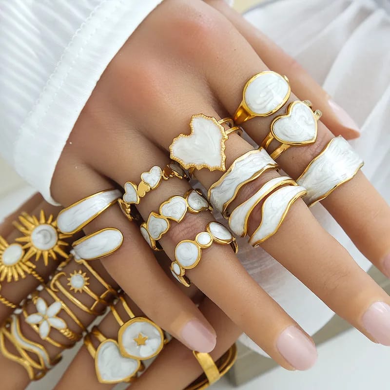 Anillos Dorados con Nácar