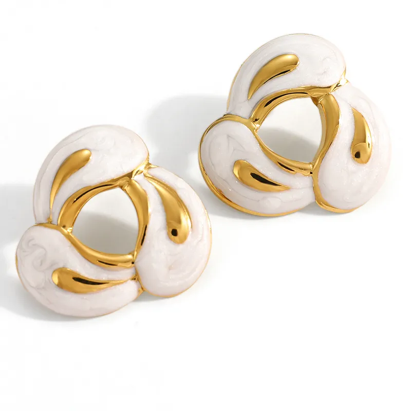 Aretes Elegancia Oro y Blanco
