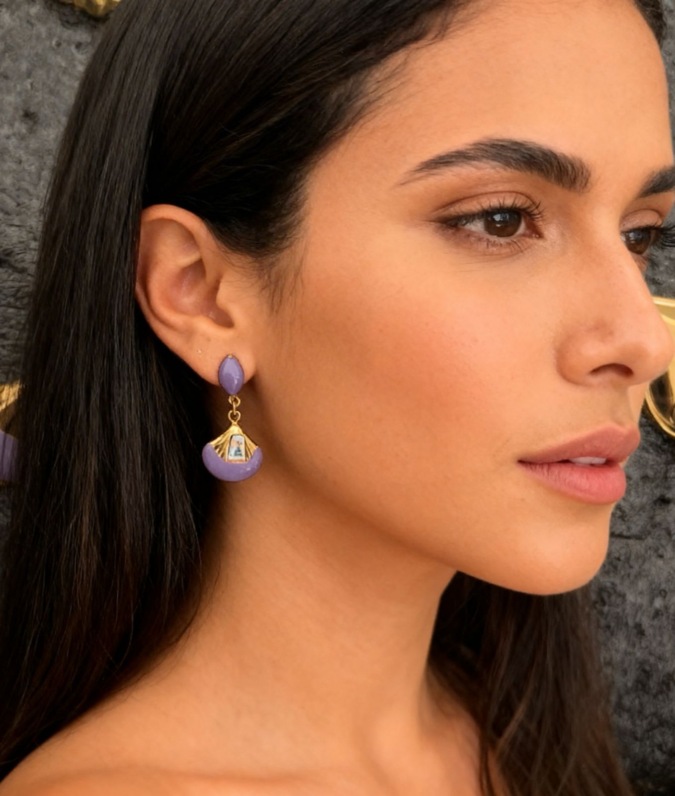 Aretes de diseño lila