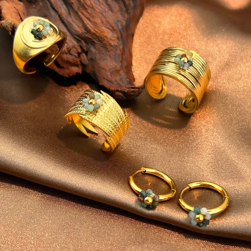 Set de anillos con flor 