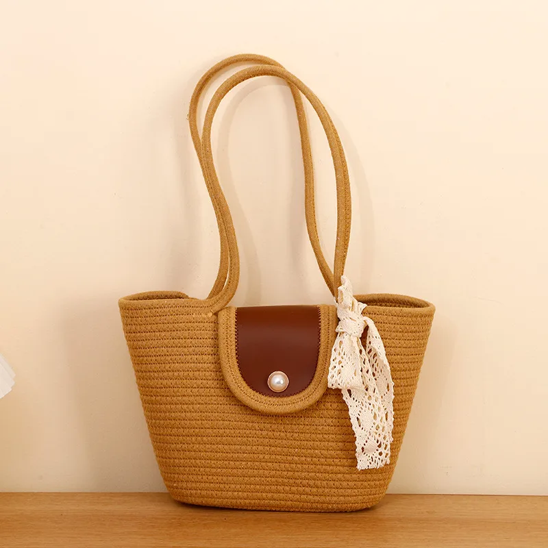 Bolso tejido beige