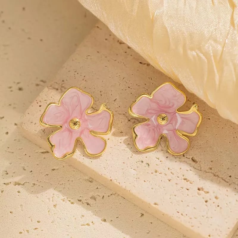Aretes flor rosa