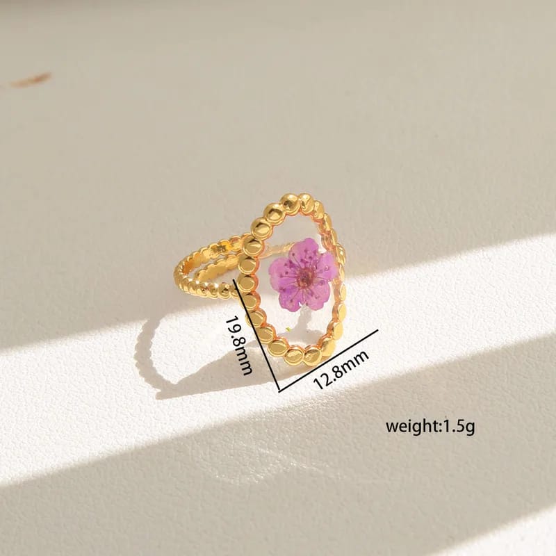 Anillos Florales Resina y Oro