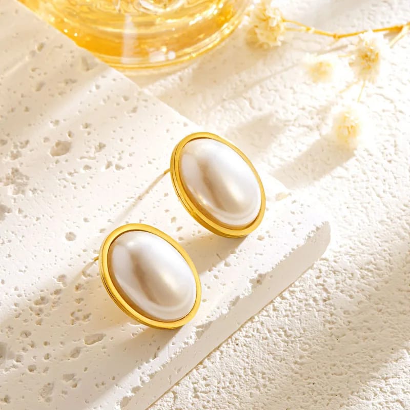 Set Collar y pendientes choker Dorado con Perla