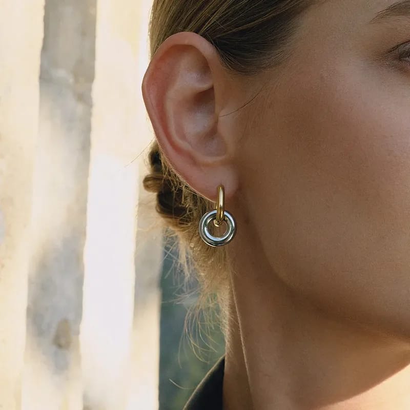 Aretes de argolla doble metálica